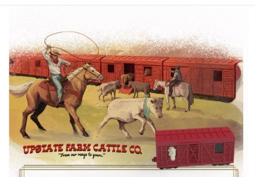 Upstate Farm Cattle Deluxe Red Plastic Railcar Set